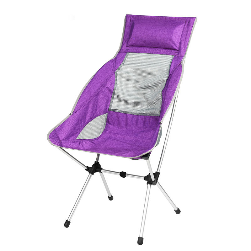 Chaise de camping à dossier haut avec oreiller