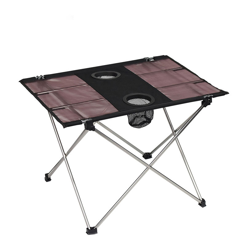 Table de camping en maille légère avec porte-gobelet